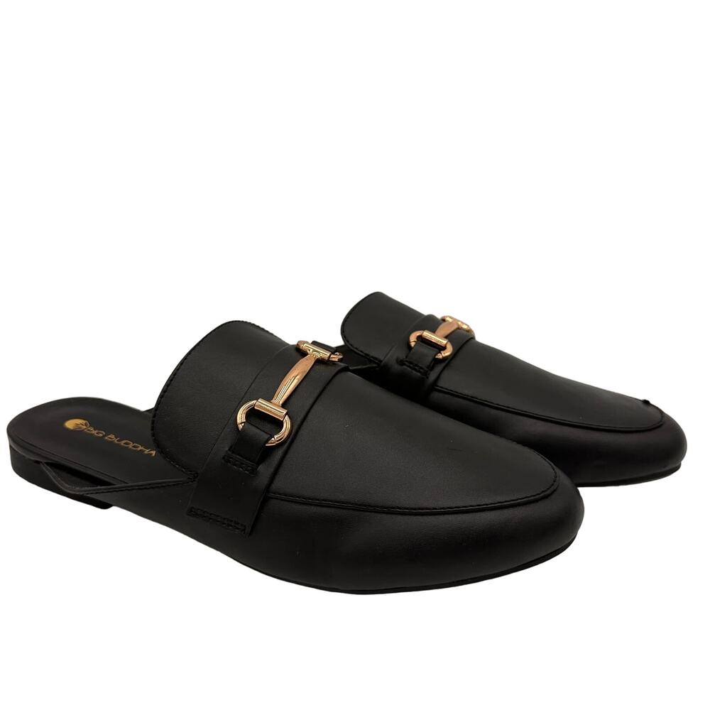Big Buddha Black Horsebit Slide On Mules Size 11